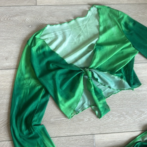 FESTIVAL vibes Green crop top and mini skirt set - SHESEEWORLD - S - Picture 6 of 7